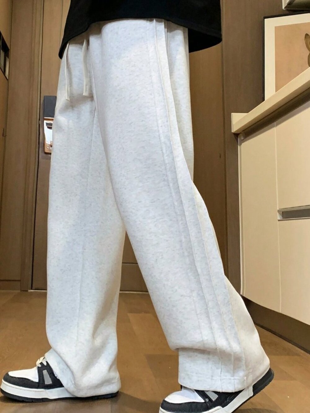 Grey Casual Men's Drawstring Pocket Split Pants